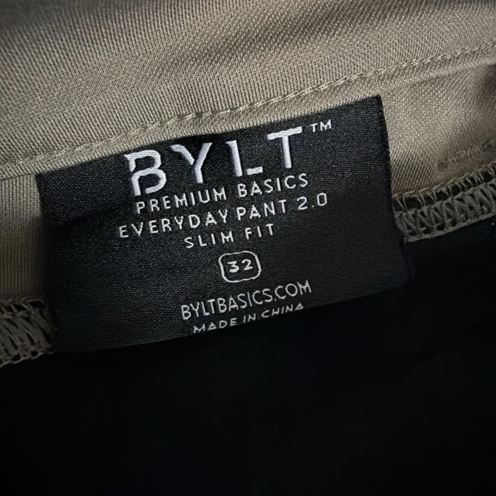 Bylt Basic Mens Sz 32 (30x29) Taupe Gray Pant 2.0 Performance Slim Chino Tapered